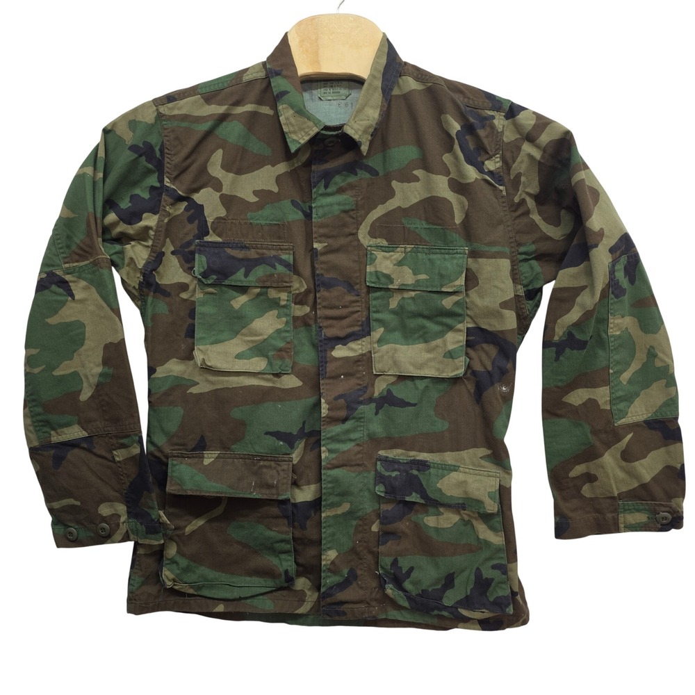 Vintage US Military Woodland Camo BDU Combat Coat Jacket Medium Long 1986 USA*